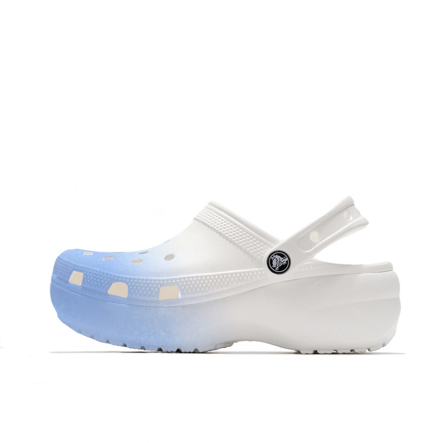 Crocs Classic Platform Clog Minimalist Blue, Beach Girlish Campus Style Clogs Unisex Blue