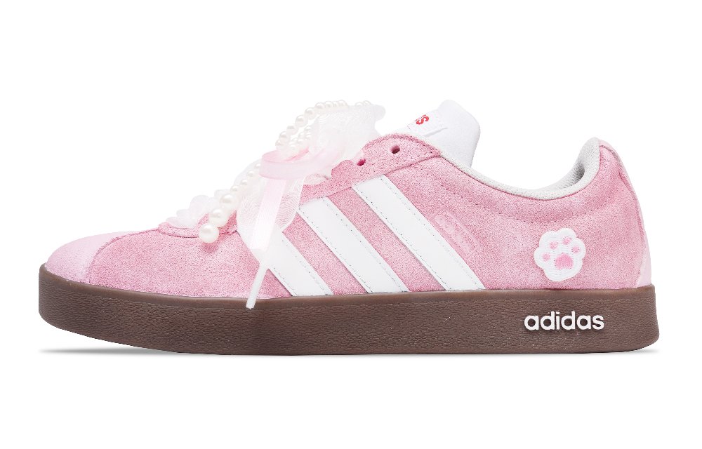Adidas VL COURT 2.0 Cherry Blossom Pink Elegant Anti-Slip Wear-Resistant Low-Top Skateboard Shoes Unisex Pink