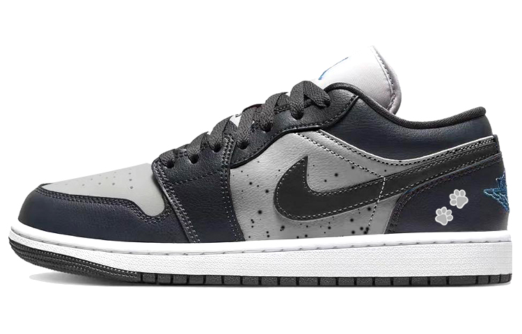 Jordan Air Jordan 1 Cushioned Slip-Resistant Low-Top Vintage Basketball Shoes Unisex Black Gray Color