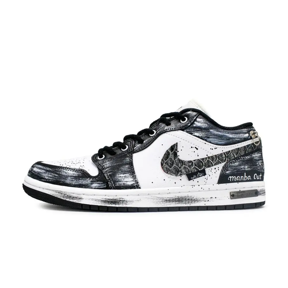 Jordan Air Jordan 1 Abrasion Resistant Low top Vintage Basketball Shoes Unisex Black White