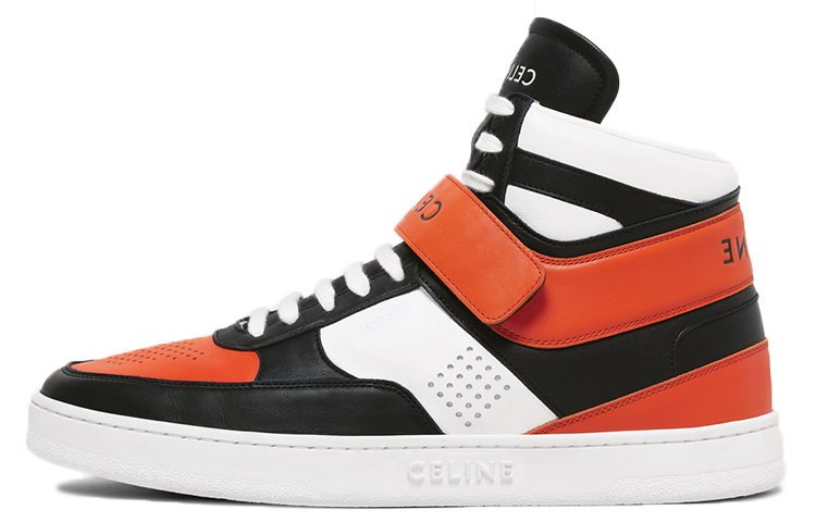 CELINE CT 02 Mid Top Stylish Skateboarding Shoes Men's White Black Orange