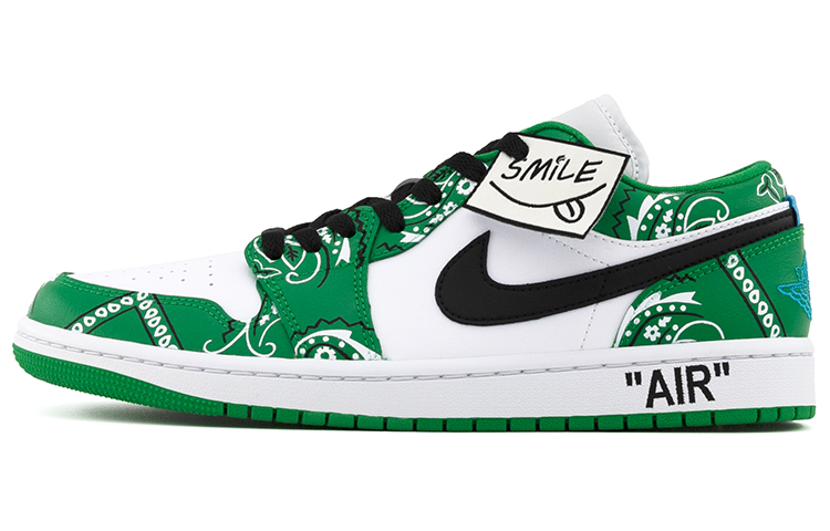 Jordan Air Jordan 1 Low-Top Vintage Basketball Shoes Men's White Green