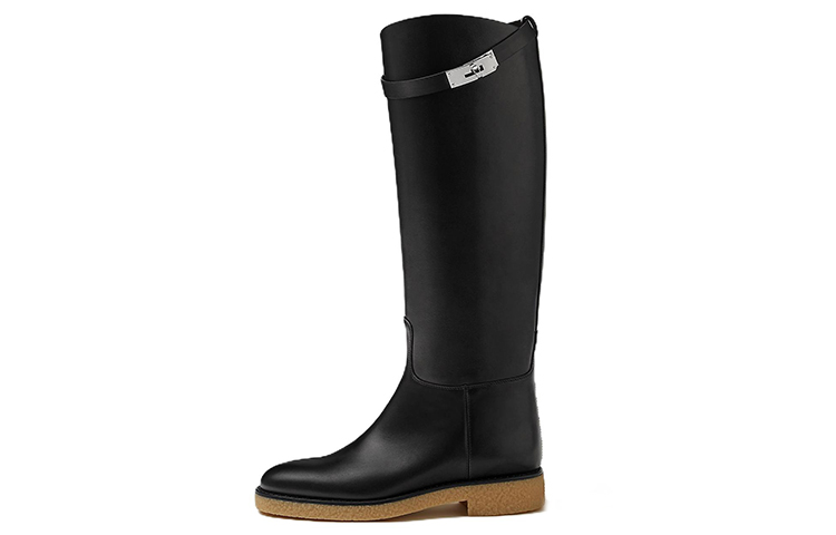 HERMES Faustine Knee high Boots Women's Black