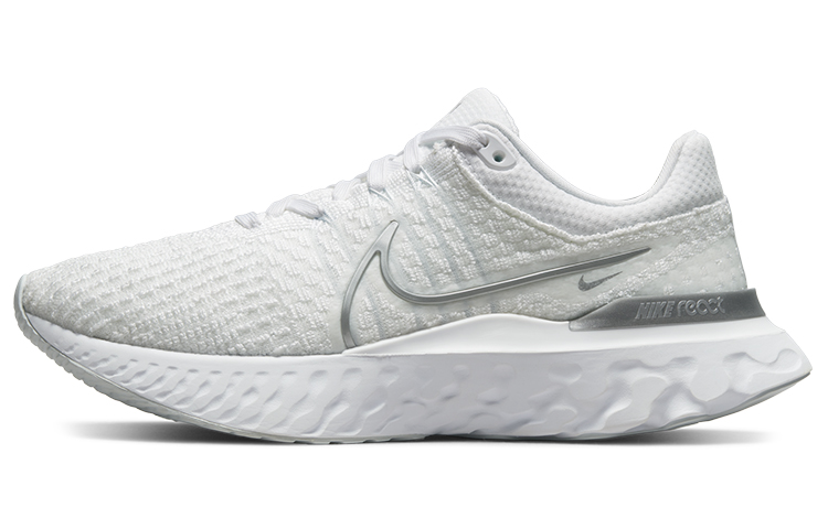 Nike React Infinity Run Flyknit 3 White Metallic Silver Women's