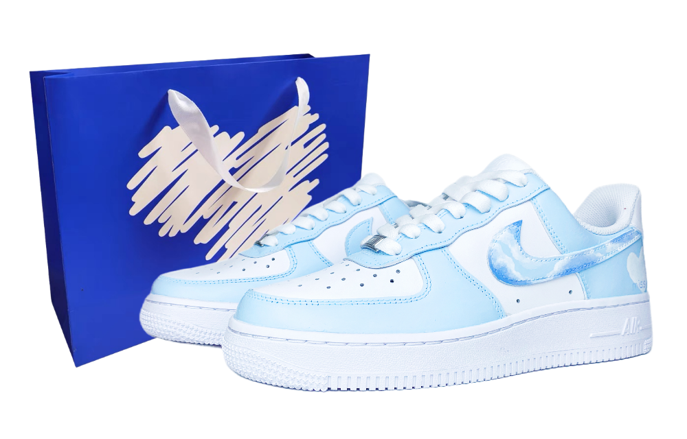 Nike Air Force 1 Low-Top Skateboard Shoes Men's Blue White