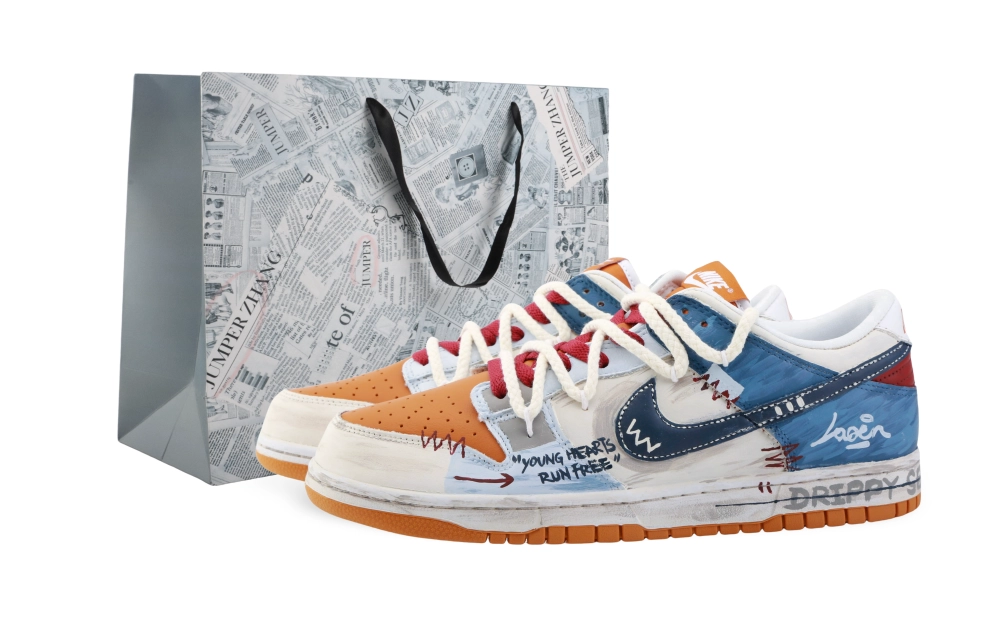 Nike Dunk Drippy Orange Street Slip Resistant Abrasion Resistant Low top Skateboard Shoes Unisex Blue Beige Red