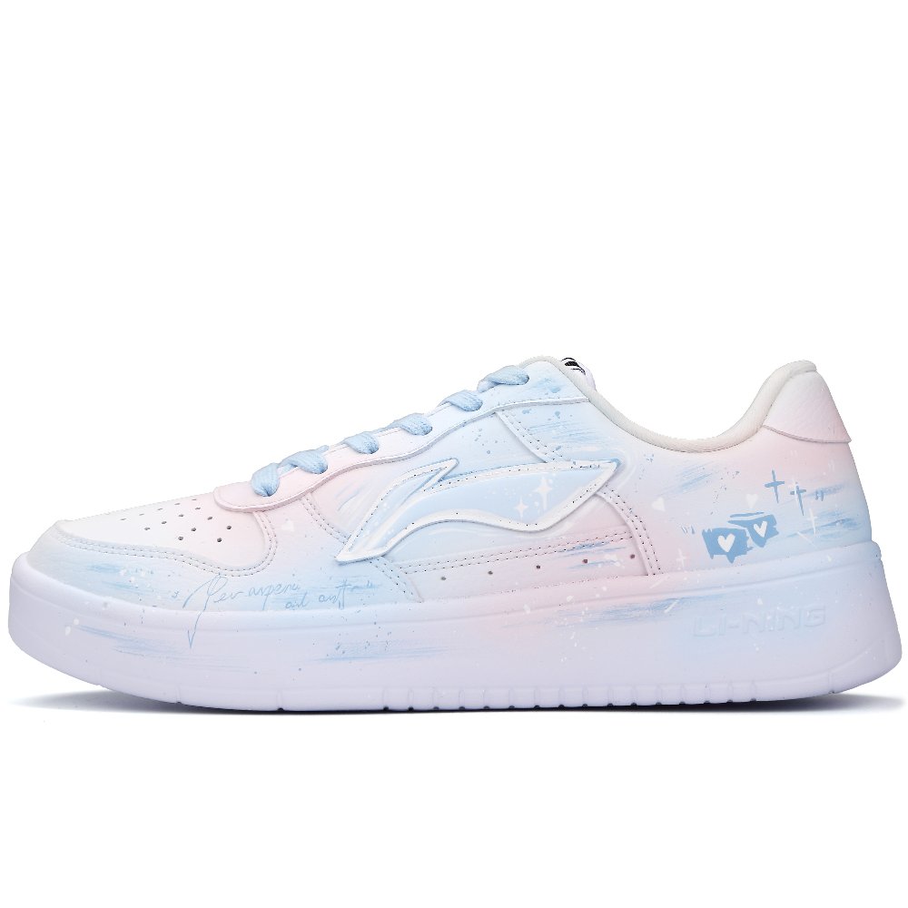LiNing Pontoon Boats Abrasion Resistant Breathable Height Increasing Low Top Skateboard Shoes Unisex Blue Pink