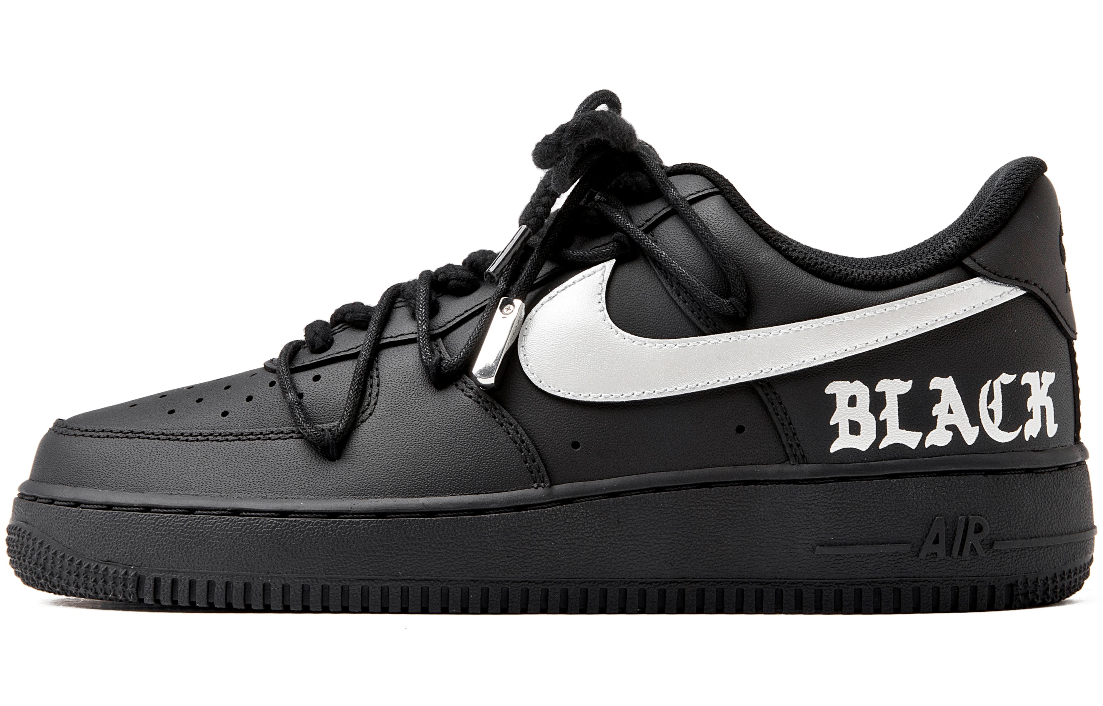 Nike Air Force 1 07 Slip-Resistant Coverage Low-Top Skateboard Shoes Women's Black Silver