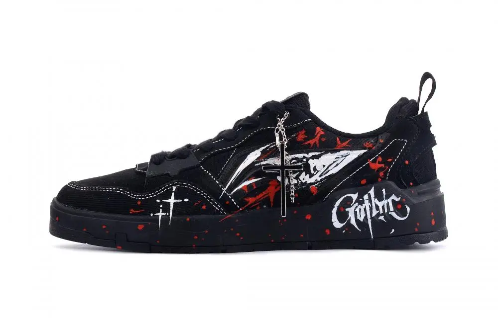 LiNing Yuan Chu Slip Resistant Coverage Low top Skateboard Shoes Men's Black White Red