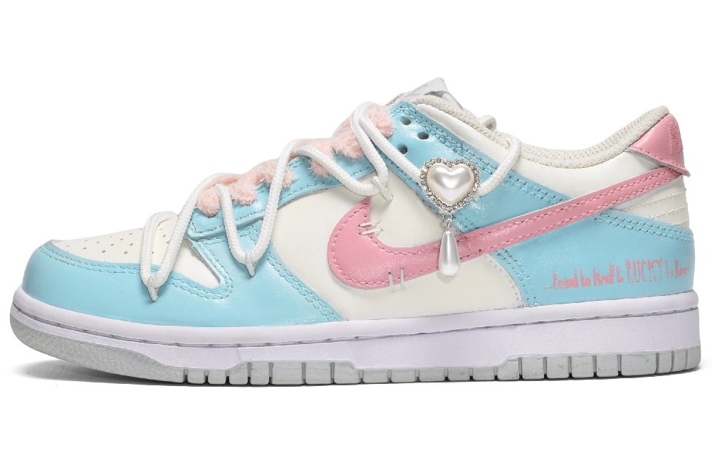 Nike Dunk Low CUS ID Summer Cherry Blossom Low-Top Skateboard Shoes Men's Pink Blue