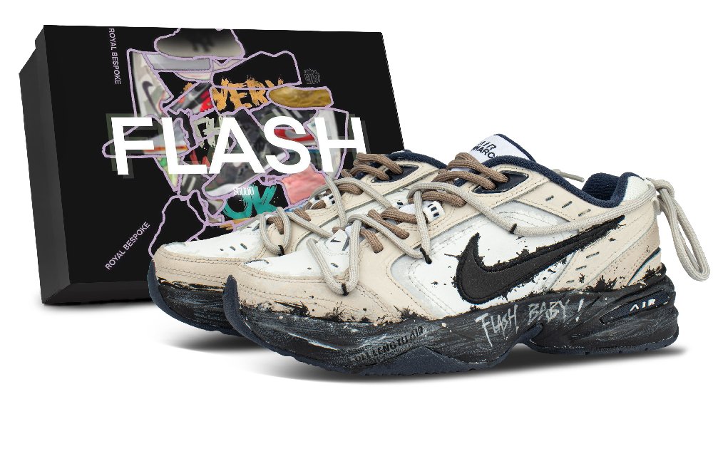 Nike Air Monarch 4 War Trample, Box Included Abrasion Resistant Low Top Chunky Sneakers Unisex Beige Black