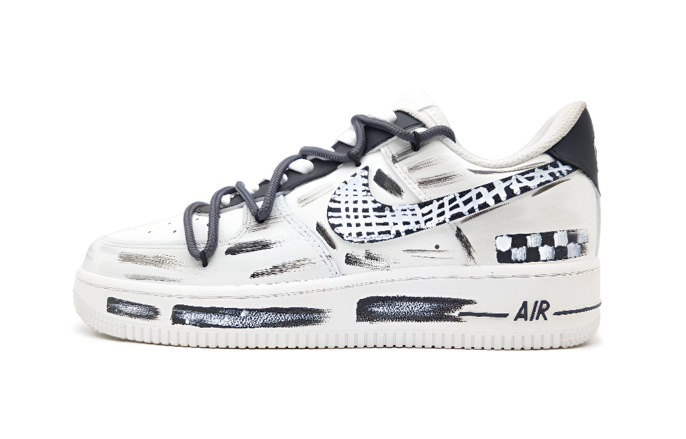 Nike Air Force 1 Scratch Paper Abrasion Resistant Low Top Skateboard Shoes Women's White