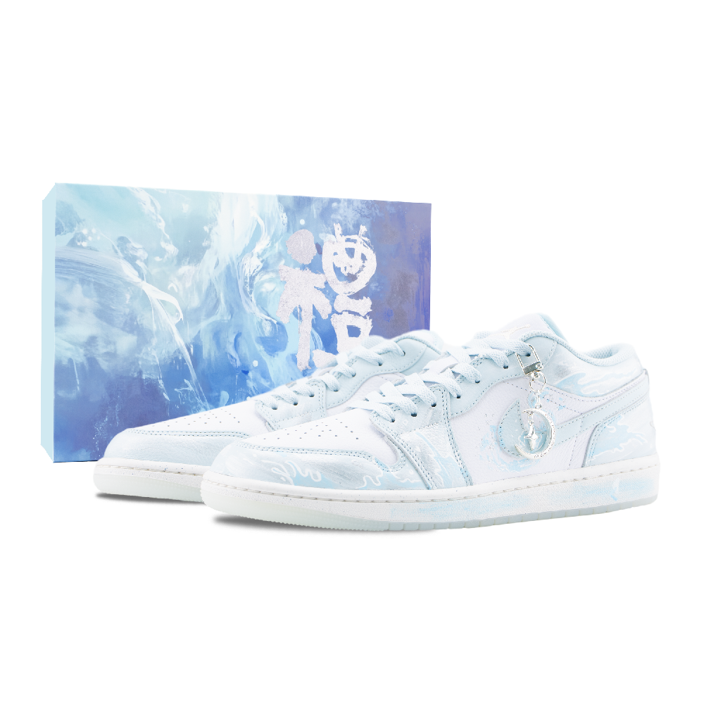 Jordan Air Jordan 1 Twilight Glow Buckle Abrasion Resistant Low Top Vintage Basketball Shoes Unisex White Blue