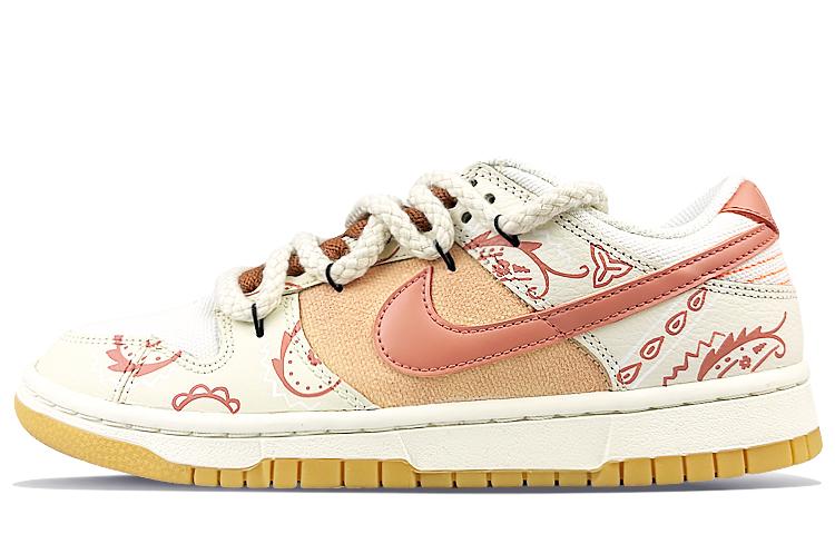Nike Dunk Slip-Resistant Cushioning Wear-Resistant Low-Top Skateboard Shoes Unisex White Red