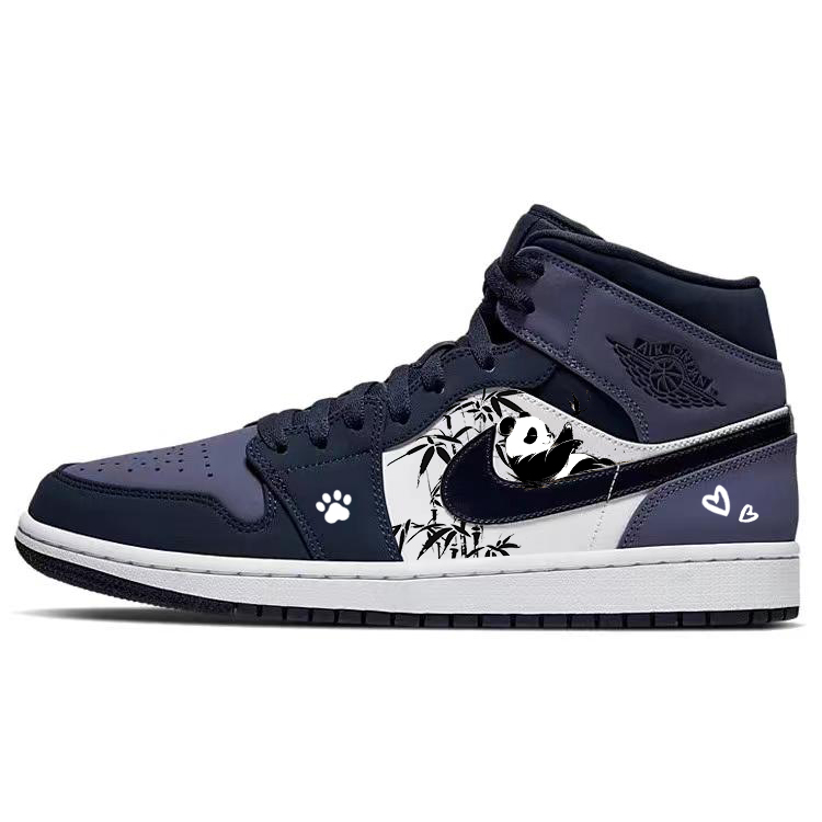 Jordan Air Jordan 1 Anti-Slip And Wear-Resistant Breathable Mid-Top Vintage Basketball Shoes Unisex Sanded Purple