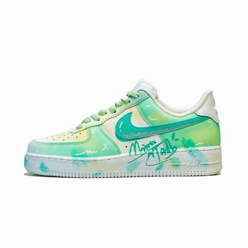 Nike Air Force 1 Slip Resistant Low Top Skateboard Shoes Unisex Light Green