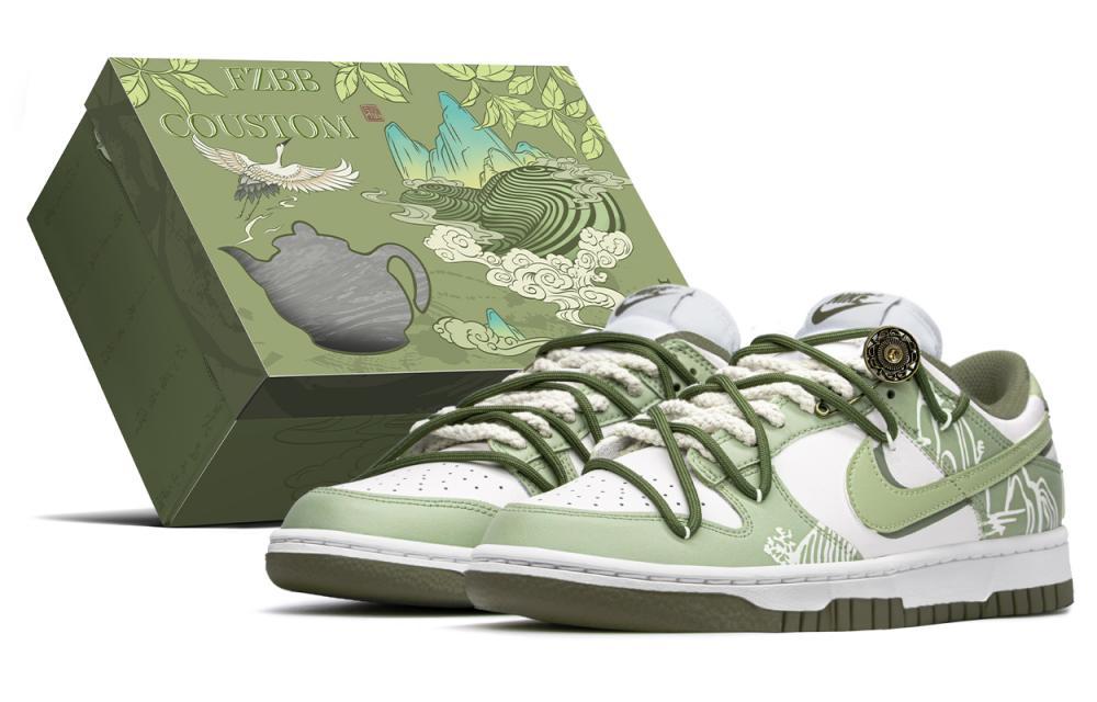 Nike Dunk Anti Slip Wear Resistant Low Top Skateboard Shoes Women's Beige Green