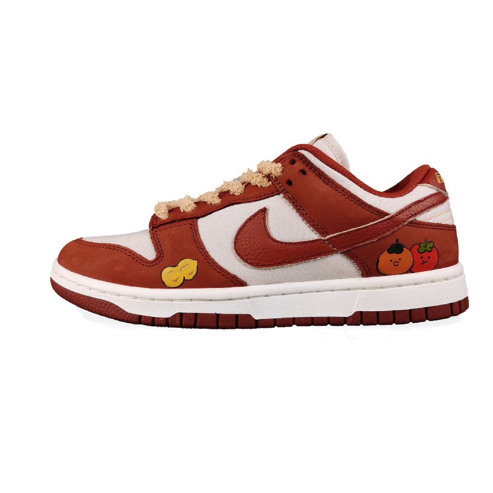 Nike Dunk Quick-Drying Anti-Slip And Wear-Resistant Low-Top Skateboard Shoes Women's Beige Orange