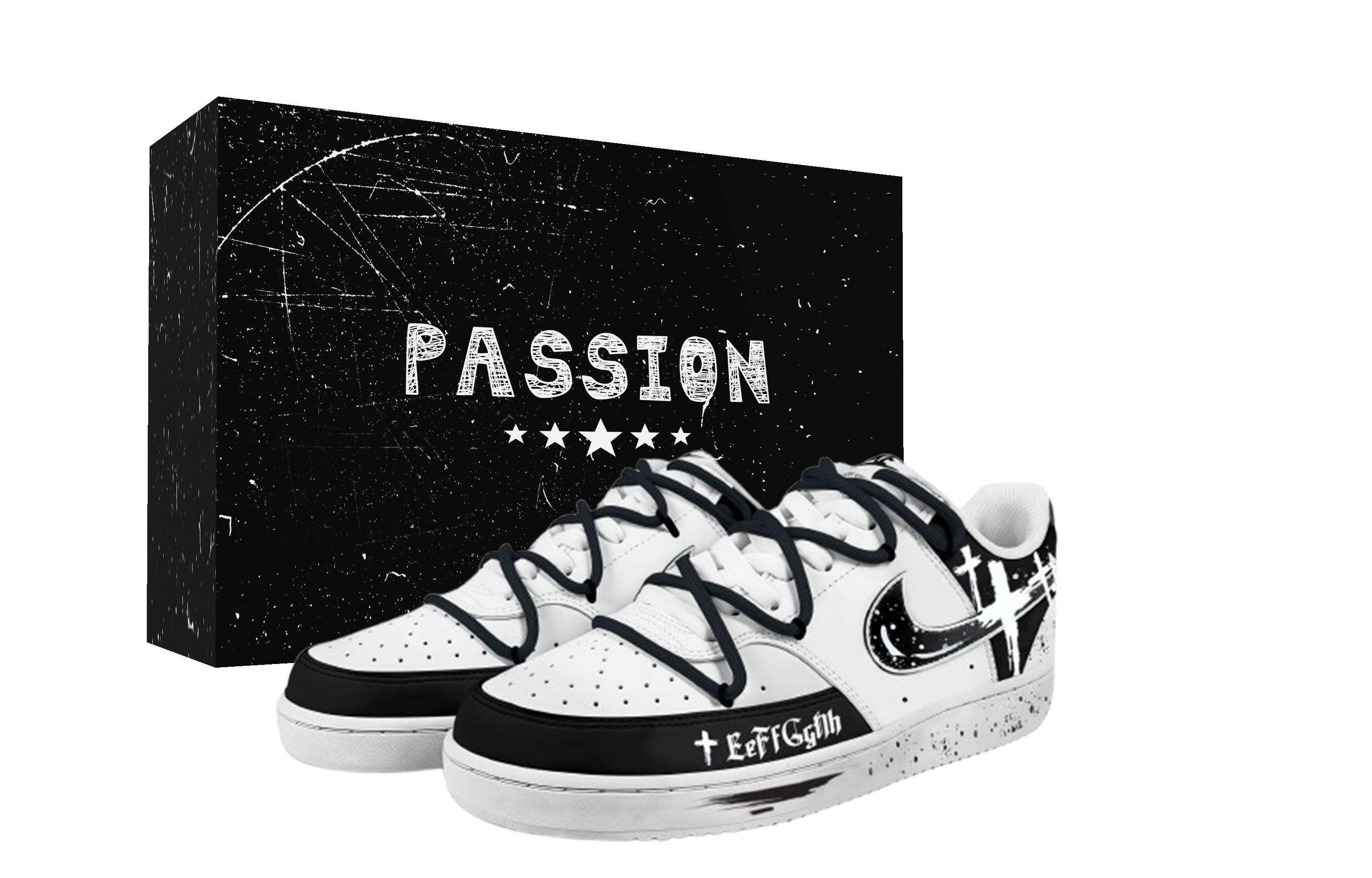Nike Court Vision 1 Ink Festival Box Abrasion Resistant Low top Skateboard Shoes Unisex Black White
