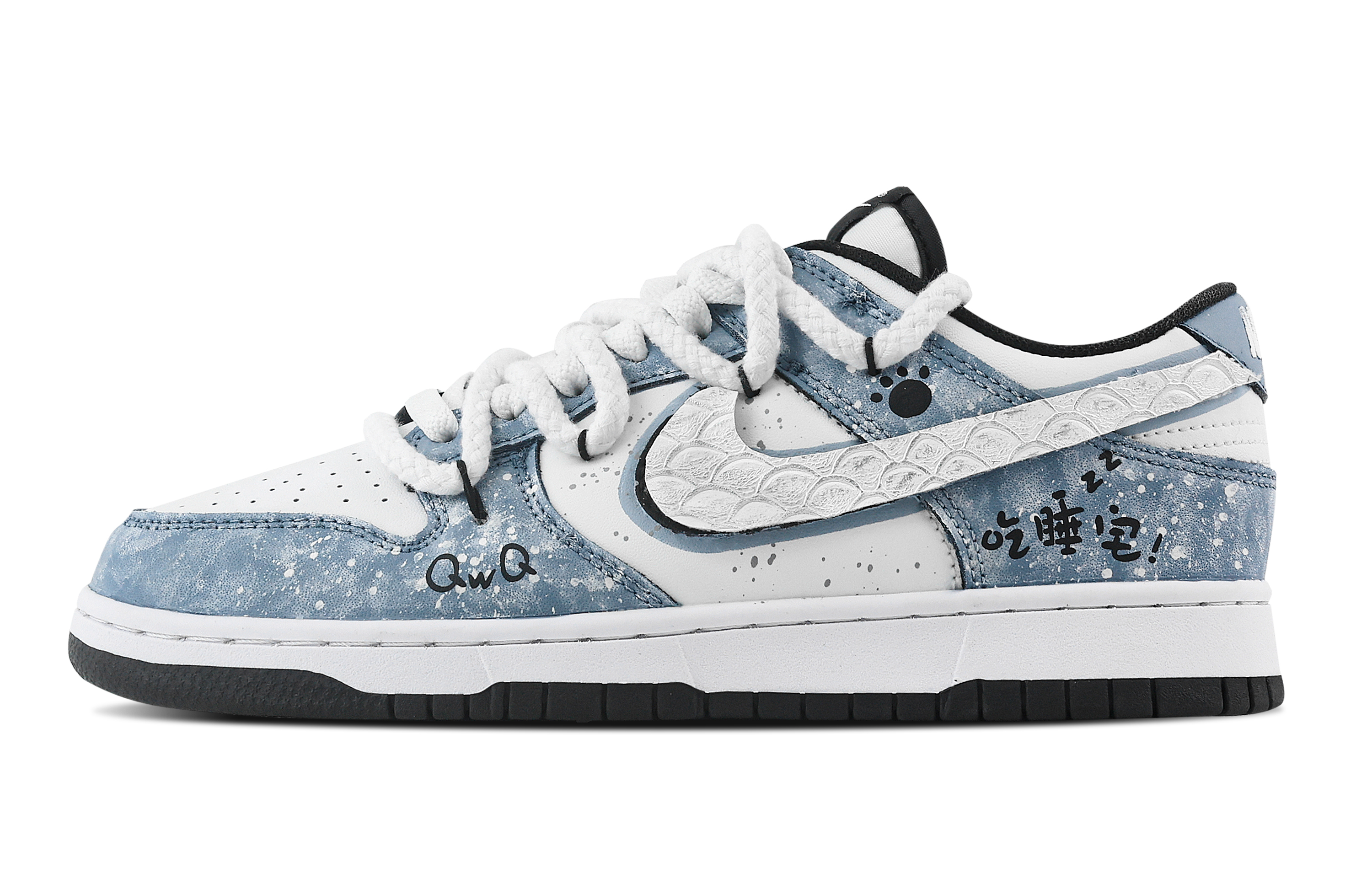 Nike Dunk House Cat Journal Slip Resistant Abrasion Resistant Low top Skateboard Shoes Unisex Blue White