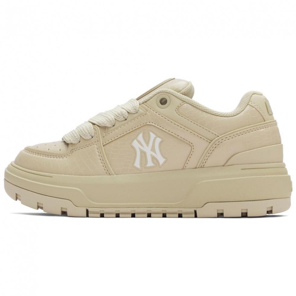 MLB Chunky Liner Anti-Slip Wear-Resistant Low-Top Skateboard Shoes Unisex Beige Yellow