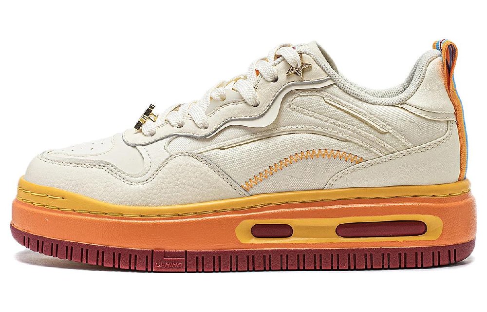 LiNing Future C1 Anti-Slip Wear-Resistant Low-Top Skateboard Shoes Women's Vanilla White