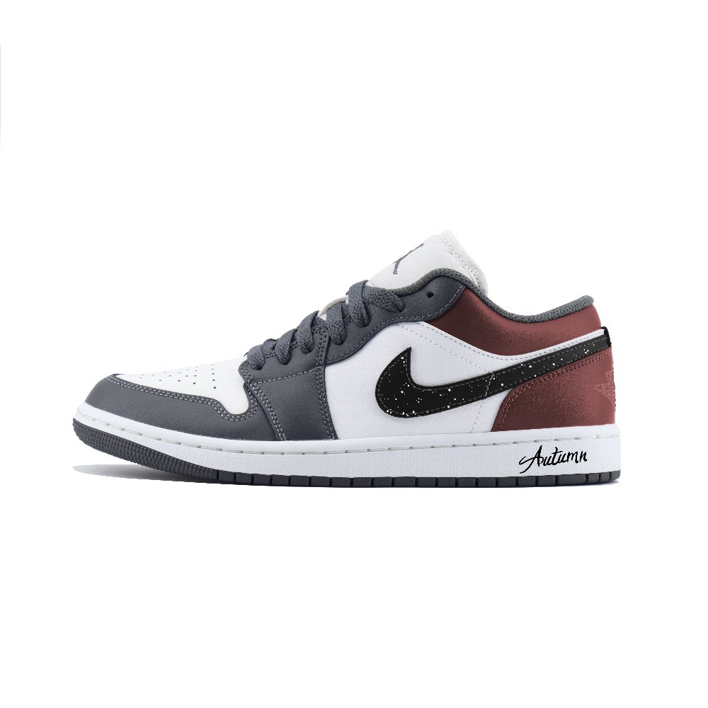 Jordan Air Jordan 1 LOW Abrasion Resistant Low Top Vintage Basketball Shoes Unisex Gray Red