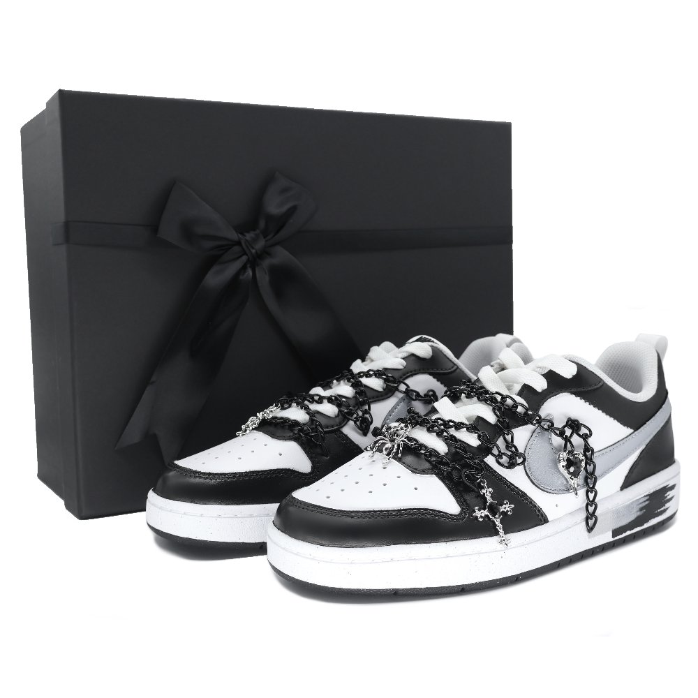 Nike Low-Top Skateboard Shoes GS Black Silver