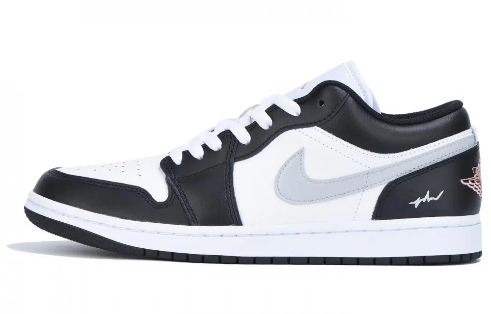 Jordan Air Jordan 1 Abrasion Resistant Low top Vintage Basketball Shoes Unisex Black Gray