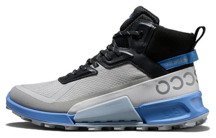 Ecco Step 2.1 Series Casual Shoes Men High-Top Dove Gray/Black/Electric Blue
