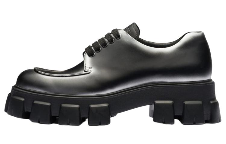 PRADA Moonlith Brushed Leather Lace-up Shoes