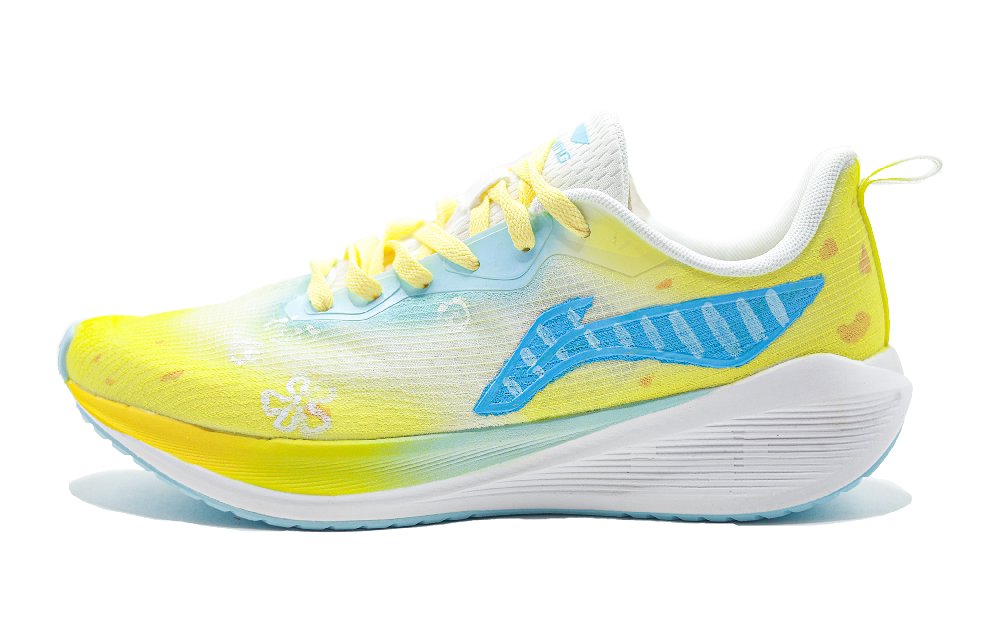 LiNing Wuyue Cushioning Abrasion Resistant Breathable Low Top Casual Running Shoes Men's White Yellow Blue