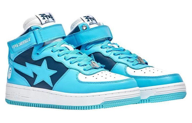 A BATHING APE Bape STA MI Mid top Stylish Skateboarding Shoes Women's Sky Blue купить в интернет-магазине Yoocart с быстрой доставкой по России.