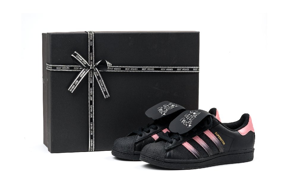 Adidas Originals SUPERSTAR Slip Resistant Low Top Skateboard Shoes Unisex Black Pink