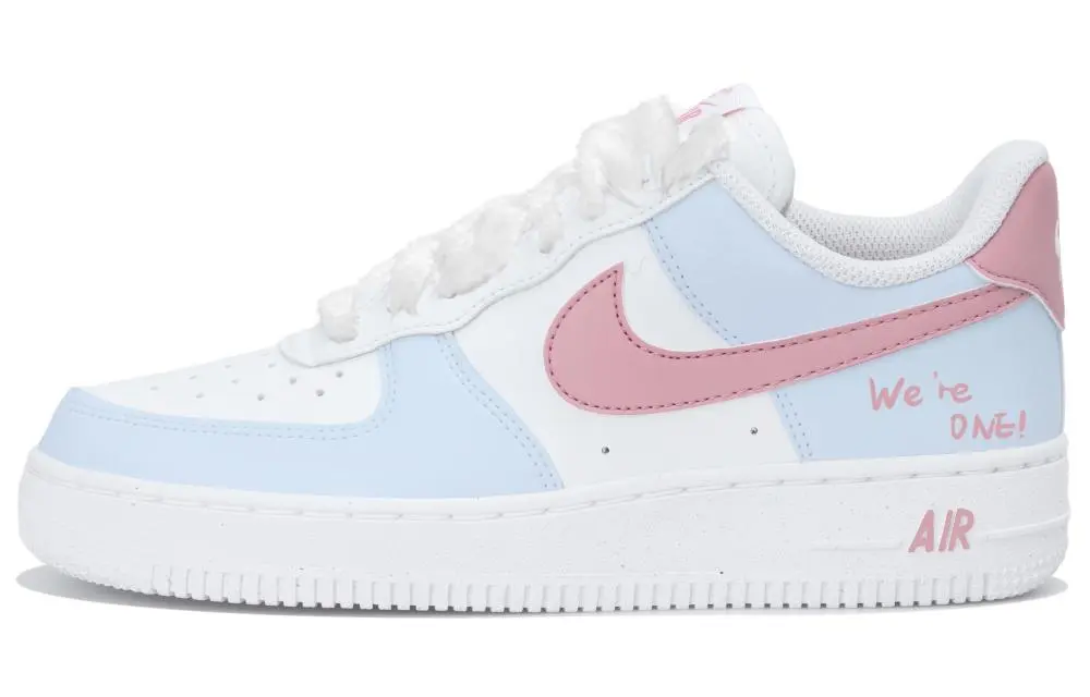 Nike Air Force 1 Low top Skateboard Shoes Women's White Blue Pink