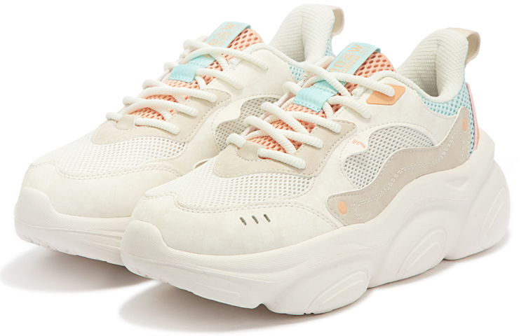 361° Abrasion Resistant Breathable Low Top Sports Casual Shoes Women's White Peach Pink