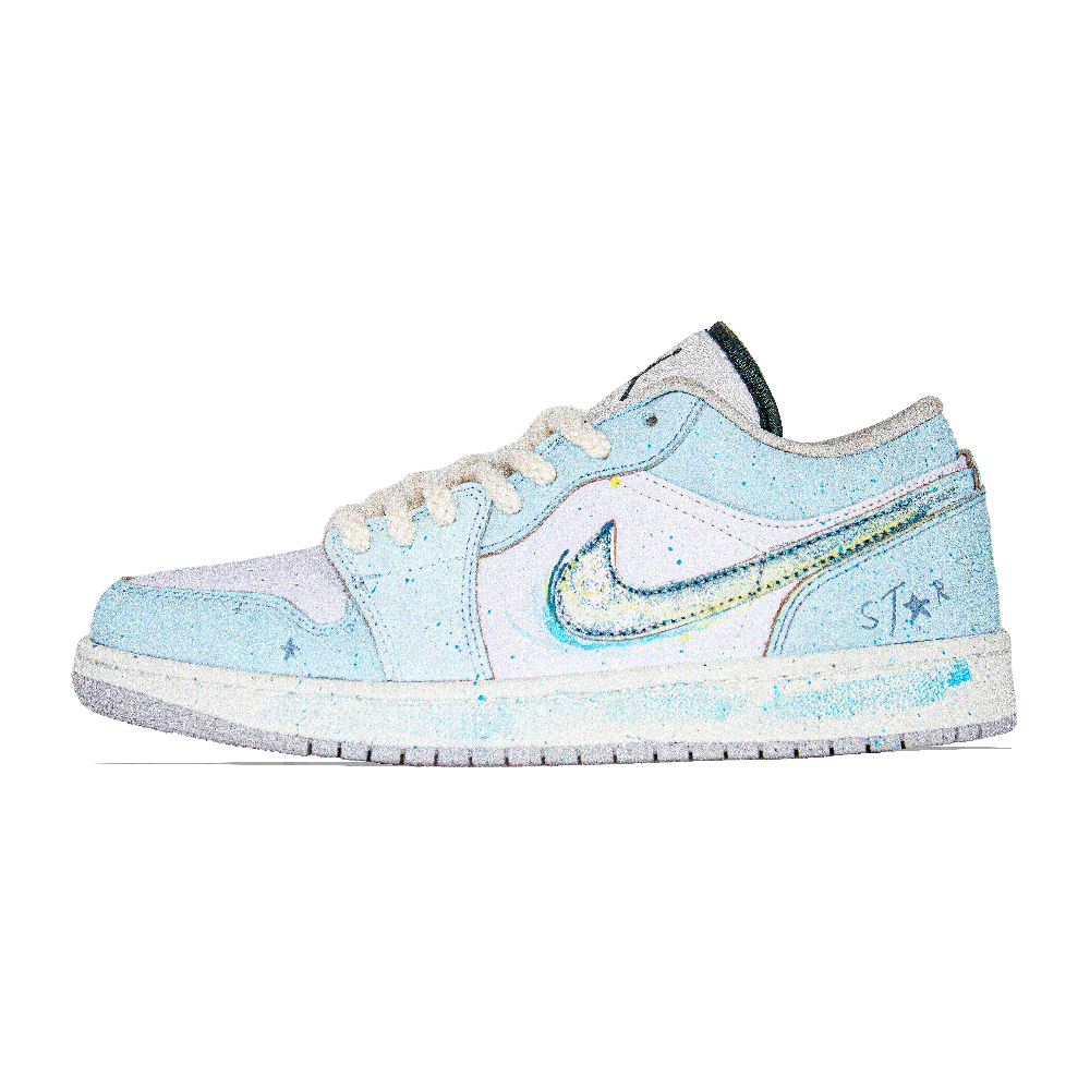 Jordan Air Jordan 1 Abrasion Resistant Low Top Vintage Basketball Shoes Men's Light Blue