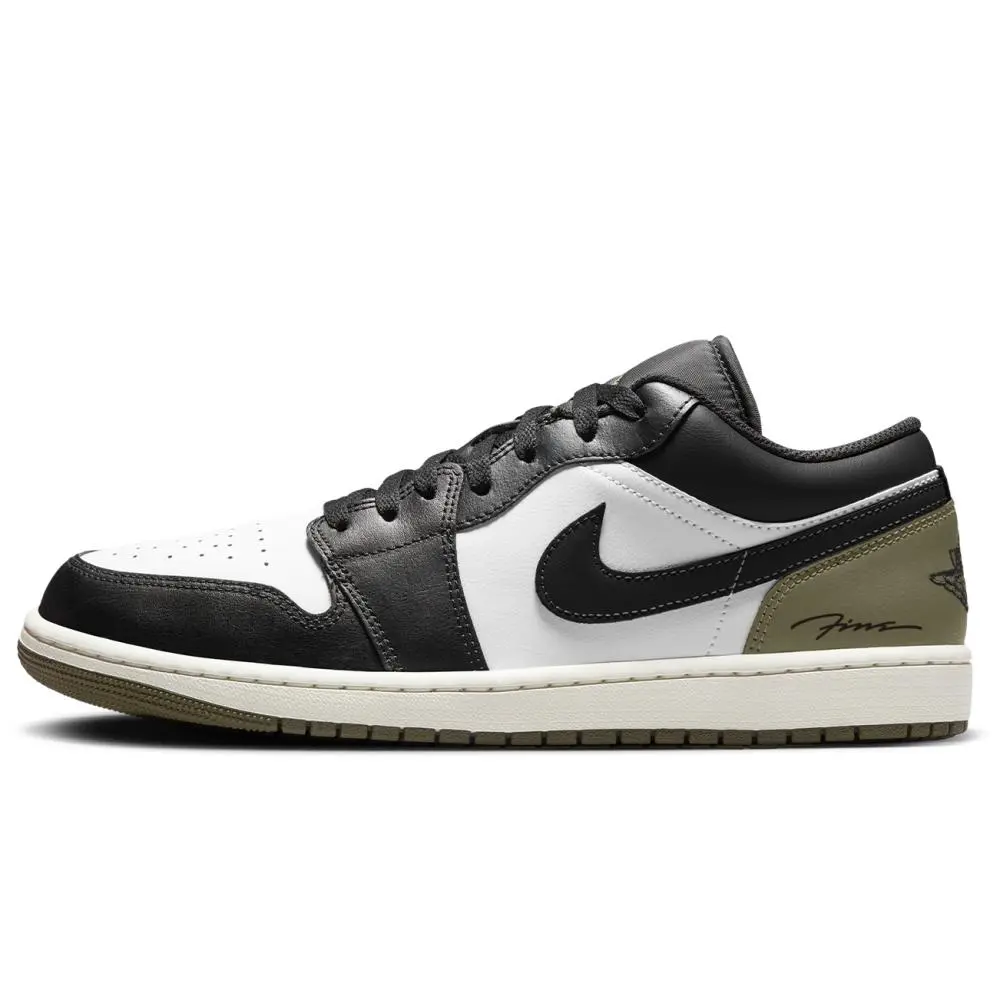 Jordan Air Jordan 1 Abrasion Resistant Low top Vintage Basketball Shoes Unisex Beige Green