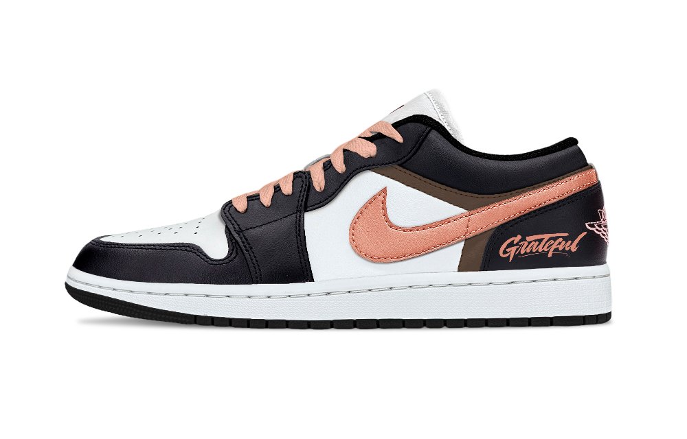 Jordan Air Jordan 1 Peach Mocha Balance Low Top Vintage Basketball Shoes Unisex Black Pink