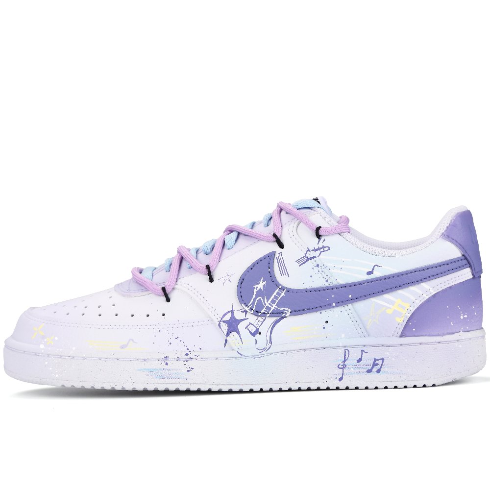 Nike Court Vision 1 Anti-Slip Wear-Resistant Low-Top Skateboard Shoes Men's Blue Purple White