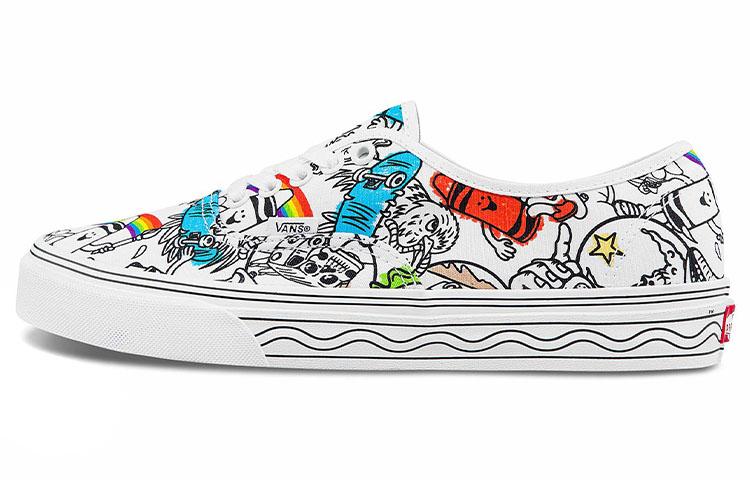 Vans Crayola X Vans Authentic Low Top Fashion Casual Skate Shoes White Black Graffiti Unisex 'White Black'