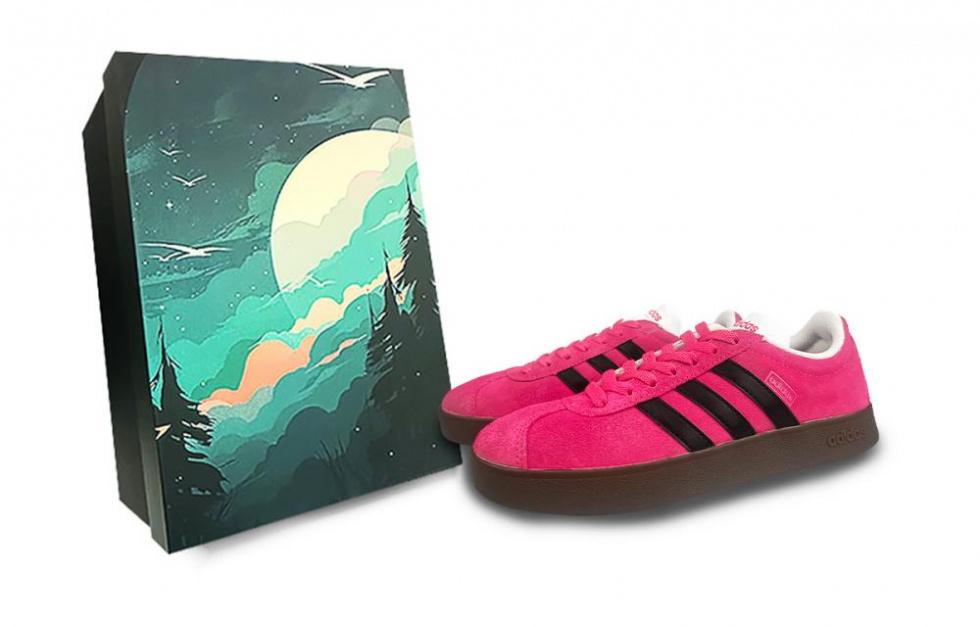 Adidas Neo Vl Court 3.0 Anti-Slip Wear-Resistant Low-Top Skateboard Shoes Unisex Pink Black