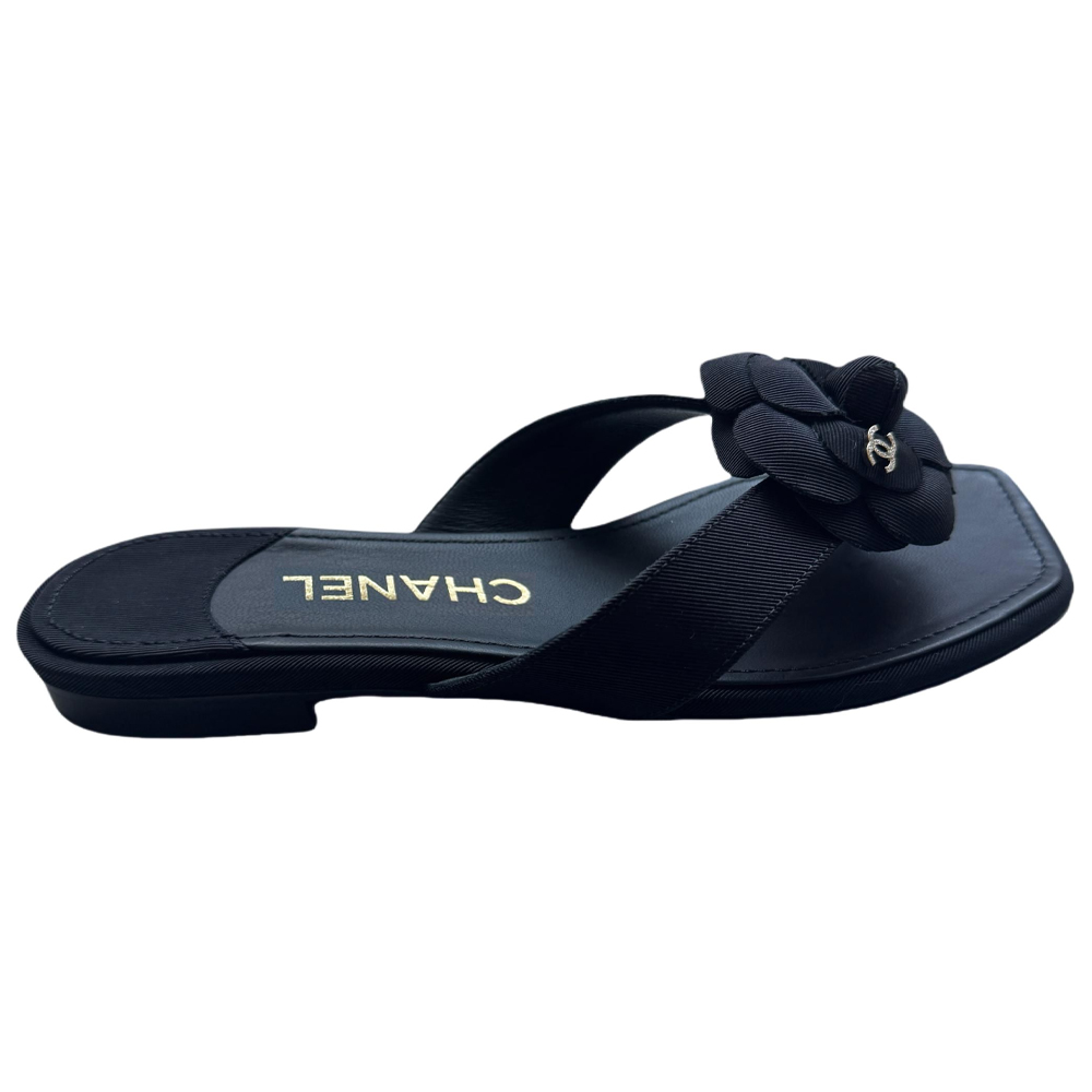 CHANEL No Special Function Flip Flops Women's Black