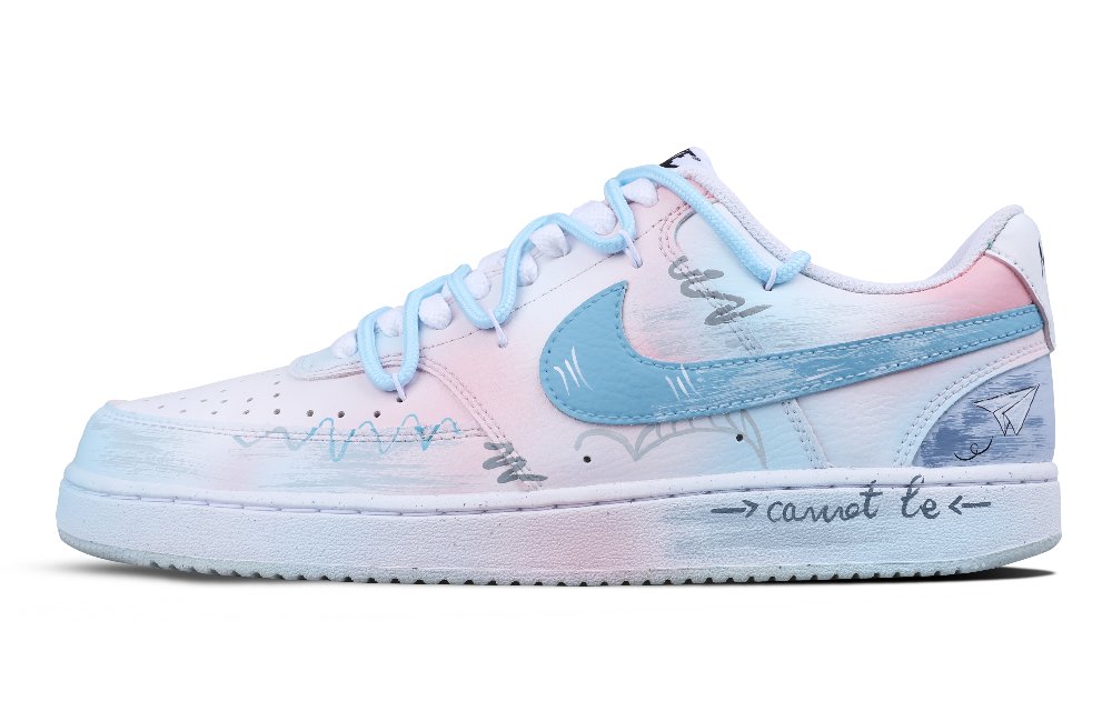 Nike Court Vision 1 Low Anti-Slip And Wear-Resistant Balance Low-Top Skateboard Shoes Men's Pink Blue White