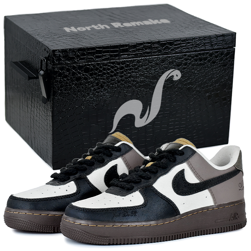 Nike Air Force 1 Wear resistant And Lightweight Low Top Skateboard Shoes Unisex Brown White Black
