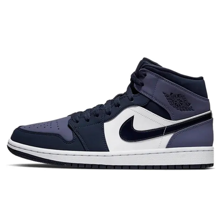 Jordan Air Jordan 1 Ink Wash Print Anti-Slip Wear-Resistant Mid-Top Vintage Basketball Shoes Unisex Purple White