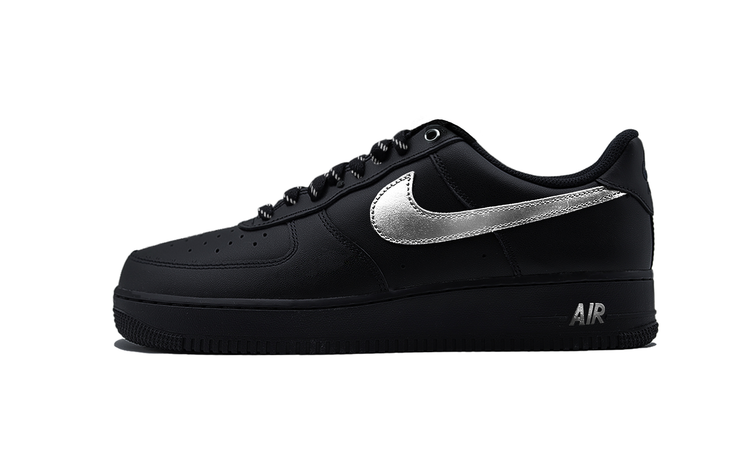 Nike Air Force 1 Black Warrior, Silver Wing Starlight Abrasion Resistant Low top Skateboard Shoes Unisex Black Silver