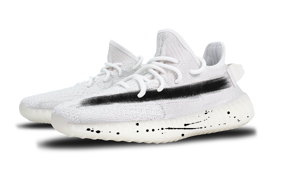 Adidas Originals Yeezy Boost 350 V2 Black Starry Sea Abrasion Resistant Low Top Casual Shoes Unisex White Black