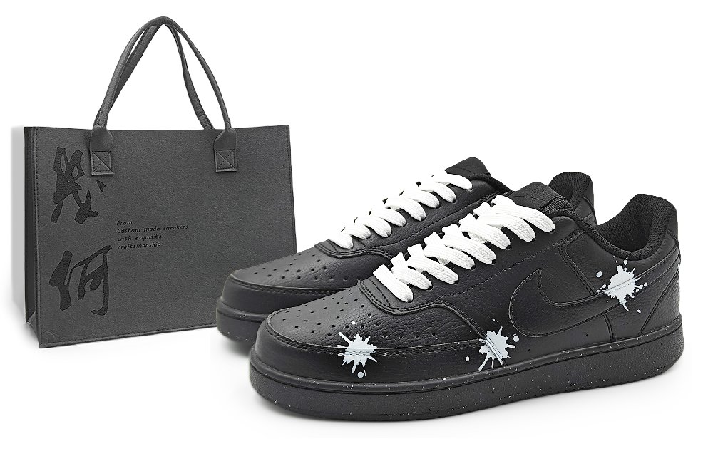 Nike Court Vision Low Top Skateboard Shoes Unisex Black White