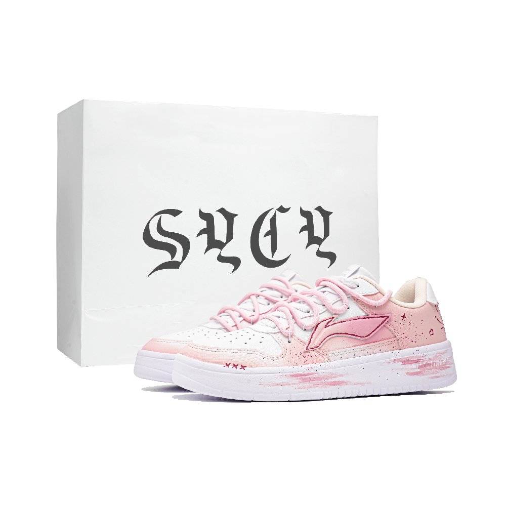 LiNing Pontoon Boats Abrasion Resistant Breathable Height Increasing Low Top Skateboard Shoes Women's Pink